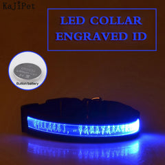 Engraved ID LED Dog Collar Luminous USB Custom Dog Tag Personalized Nylon Pet Dog Collar Led USB Light Night Safety Collar Perro