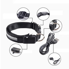 Engraved ID LED Dog Collar Luminous USB Custom Dog Tag Personalized Nylon Pet Dog Collar Led USB Light Night Safety Collar Perro