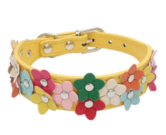 Small Dog Collar Leash Pet Cat Leather Flowers Neck Strap Leads Rope for Middle Perro Chihuahua Kawaii Fashion High Quality