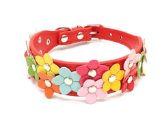 Small Dog Collar Leash Pet Cat Leather Flowers Neck Strap Leads Rope for Middle Perro Chihuahua Kawaii Fashion High Quality