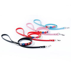 Small Dog Collar Leash Pet Cat Leather Flowers Neck Strap Leads Rope for Middle Perro Chihuahua Kawaii Fashion High Quality
