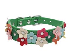 Small Dog Collar Leash Pet Cat Leather Flowers Neck Strap Leads Rope for Middle Perro Chihuahua Kawaii Fashion High Quality
