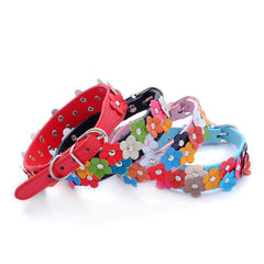 Small Dog Collar Leash Pet Cat Leather Flowers Neck Strap Leads Rope for Middle Perro Chihuahua Kawaii Fashion High Quality