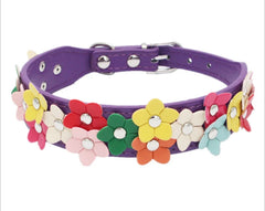 Small Dog Collar Leash Pet Cat Leather Flowers Neck Strap Leads Rope for Middle Perro Chihuahua Kawaii Fashion High Quality
