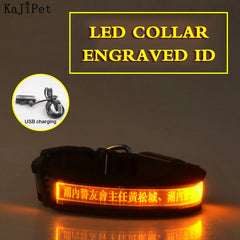 Engraved ID LED Dog Collar Luminous USB Custom Dog Tag Personalized Nylon Pet Dog Collar Led USB Light Night Safety Collar Perro