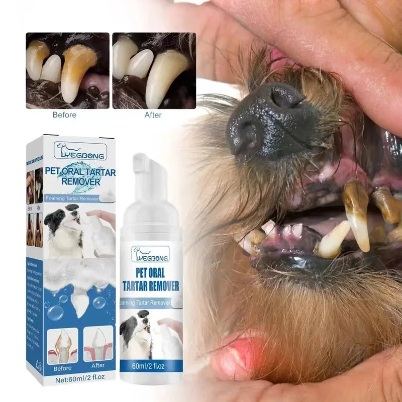 Pet Tartar Remover Natural Plaques Off & Tartar Remover for Dogs & Cats Freshen Breath Foam for Dogs & Cats Support Healthy Gums