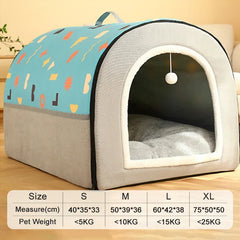 Warm Winter Cat Dog Bed Mat Deep Sleep Tent Cozy Geometric House Nest Removable Washable for Medium Large Dogs Pet Supplies