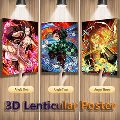 Demon Slayer Kamado Nezuko Kamado Tanjirou Agatsuma Zenitsu Anime Lenticular Posters for Home Accessorie Wall Art(Without Frame)
