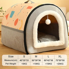 Warm Winter Cat Dog Bed Mat Deep Sleep Tent Cozy Geometric House Nest Removable Washable for Medium Large Dogs Pet Supplies